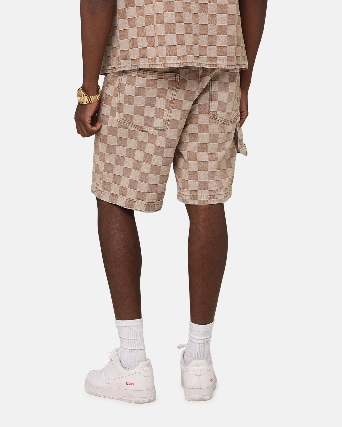 Eco Certified Dye XXIII Checker Board Jort Tan