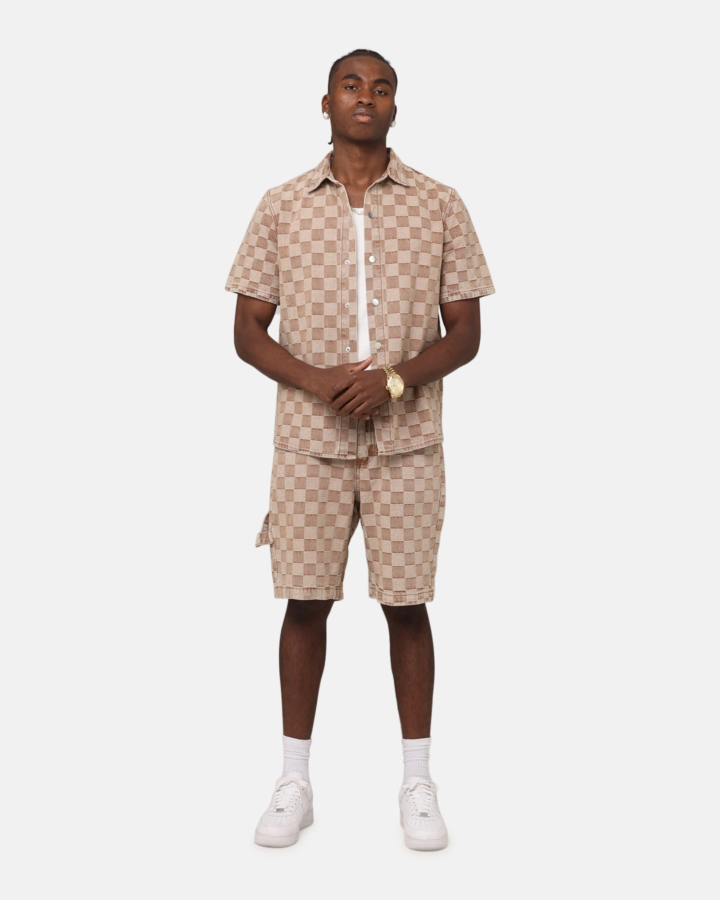 XXIII Checker Board Jort Tan GussetDesign Stylish Shorts