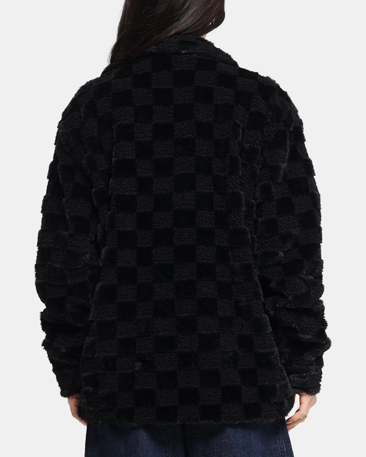 mid-length XXIII Checkerboard Fur Jacket Black