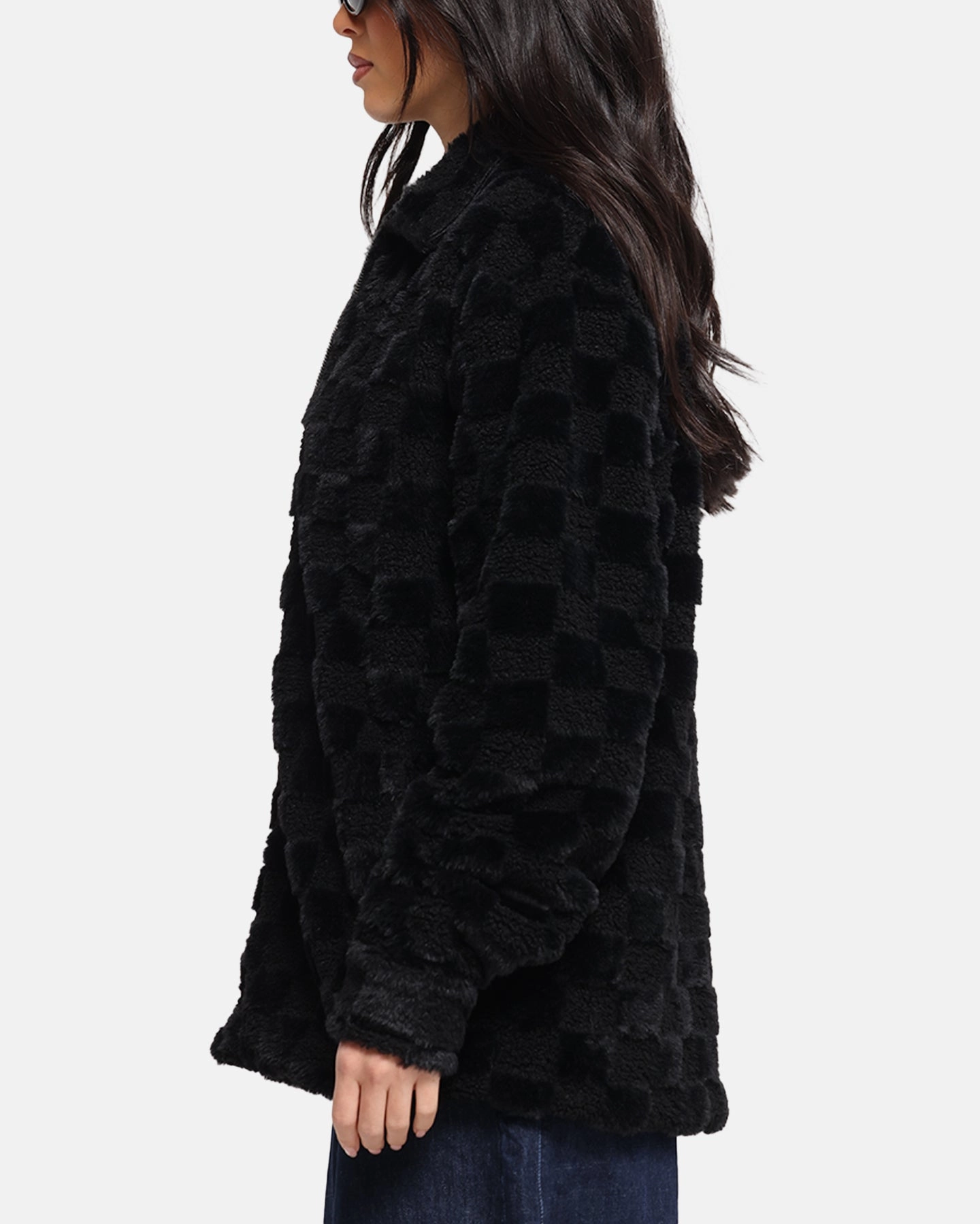 Quick Access Pockets XXIII Checkerboard Fur Jacket Black