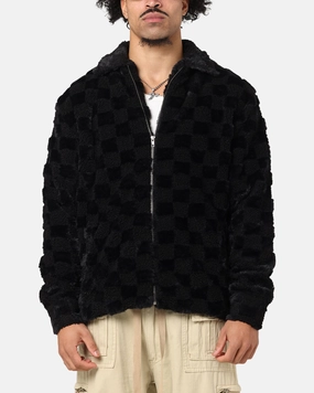 XXIII Checkerboard Fur Jacket Black Loose-fit