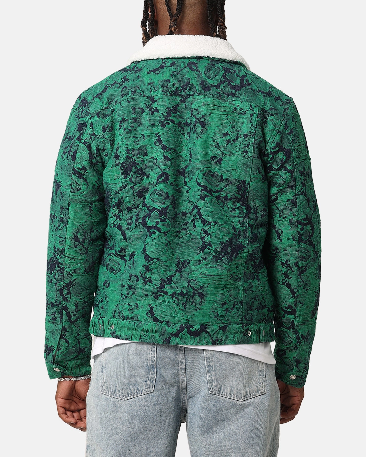 XXIII Chelsea Jacquard Sherpa Jacket Green/Blue Odor Resistant Fabric