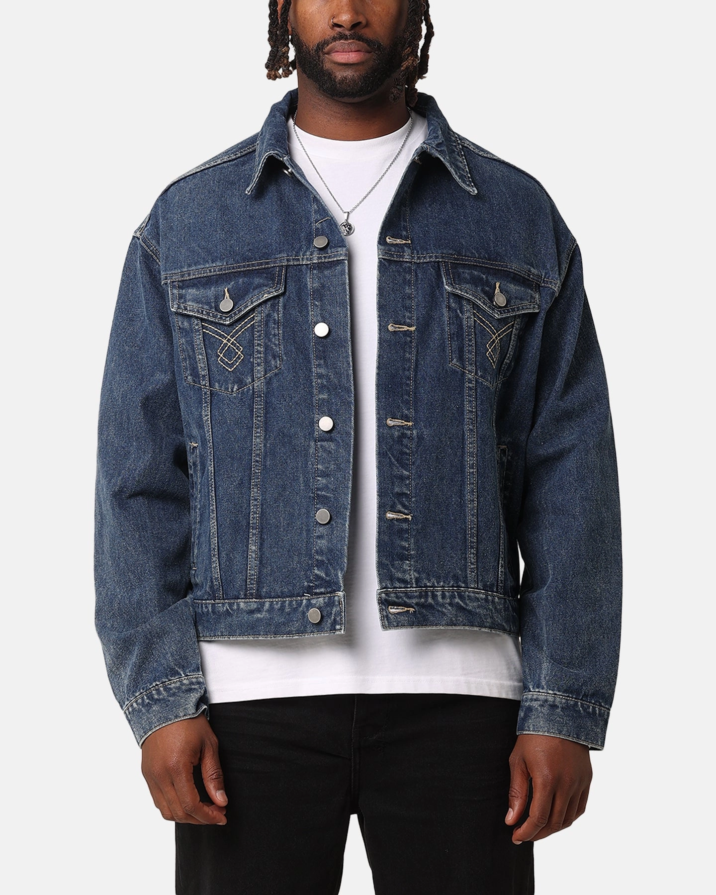 Continue File XXIII Classic Trucker Denim Jacket Mid Blue