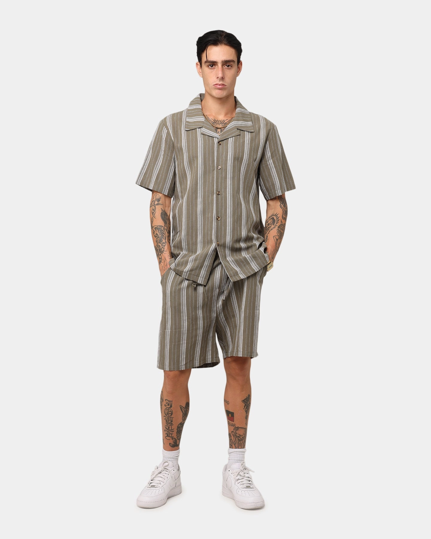 XXIII Condesa Linen Button Up Shirt Olive birthday celebration Non Restrictive Armhole