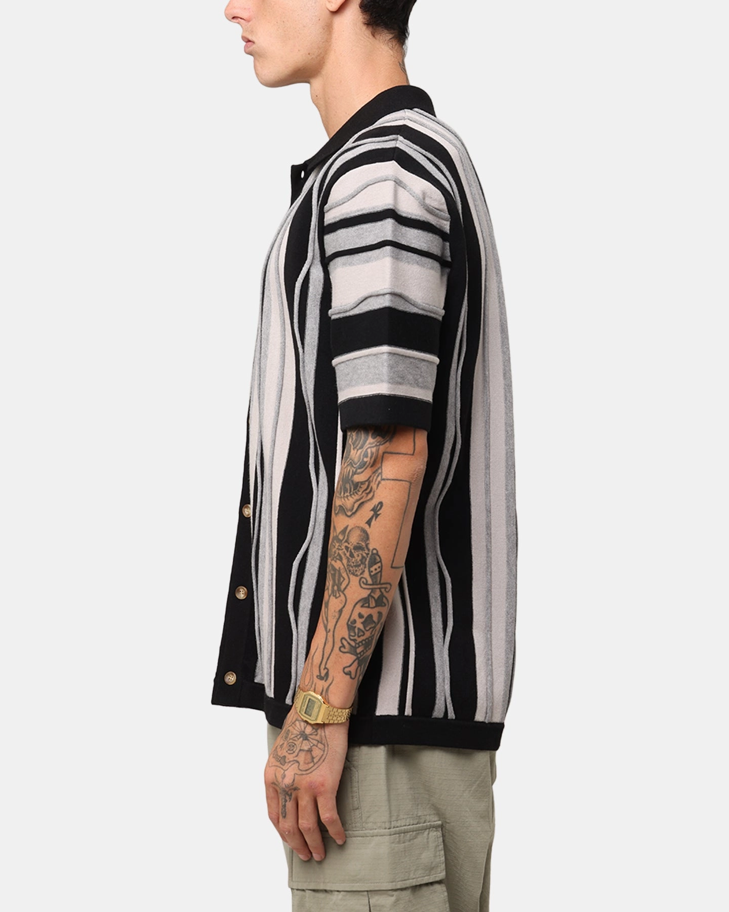 XXIII Coogee Button Up Shirt Black/Grey Luxurious Feel