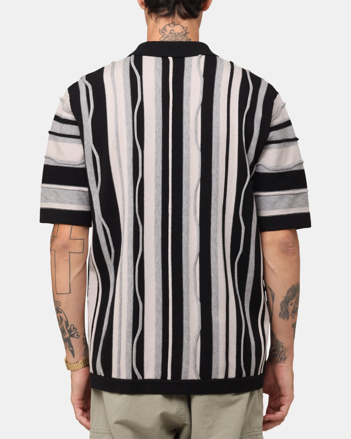 XXIII Coogee Button Up Shirt Black/Grey Embroidered Detail