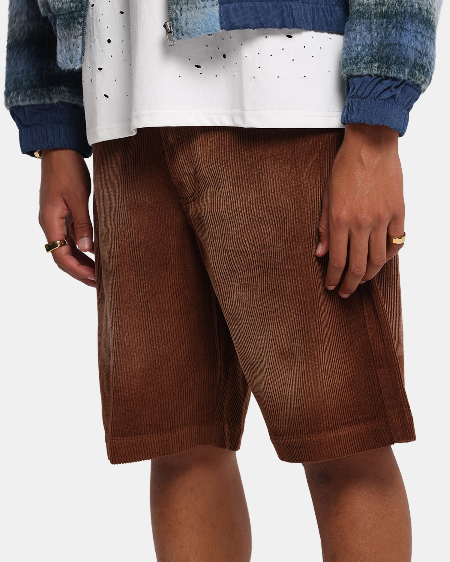 Flexible Gusset Design Ripstop Material XXIII Corduroy Wash Jorts Brown