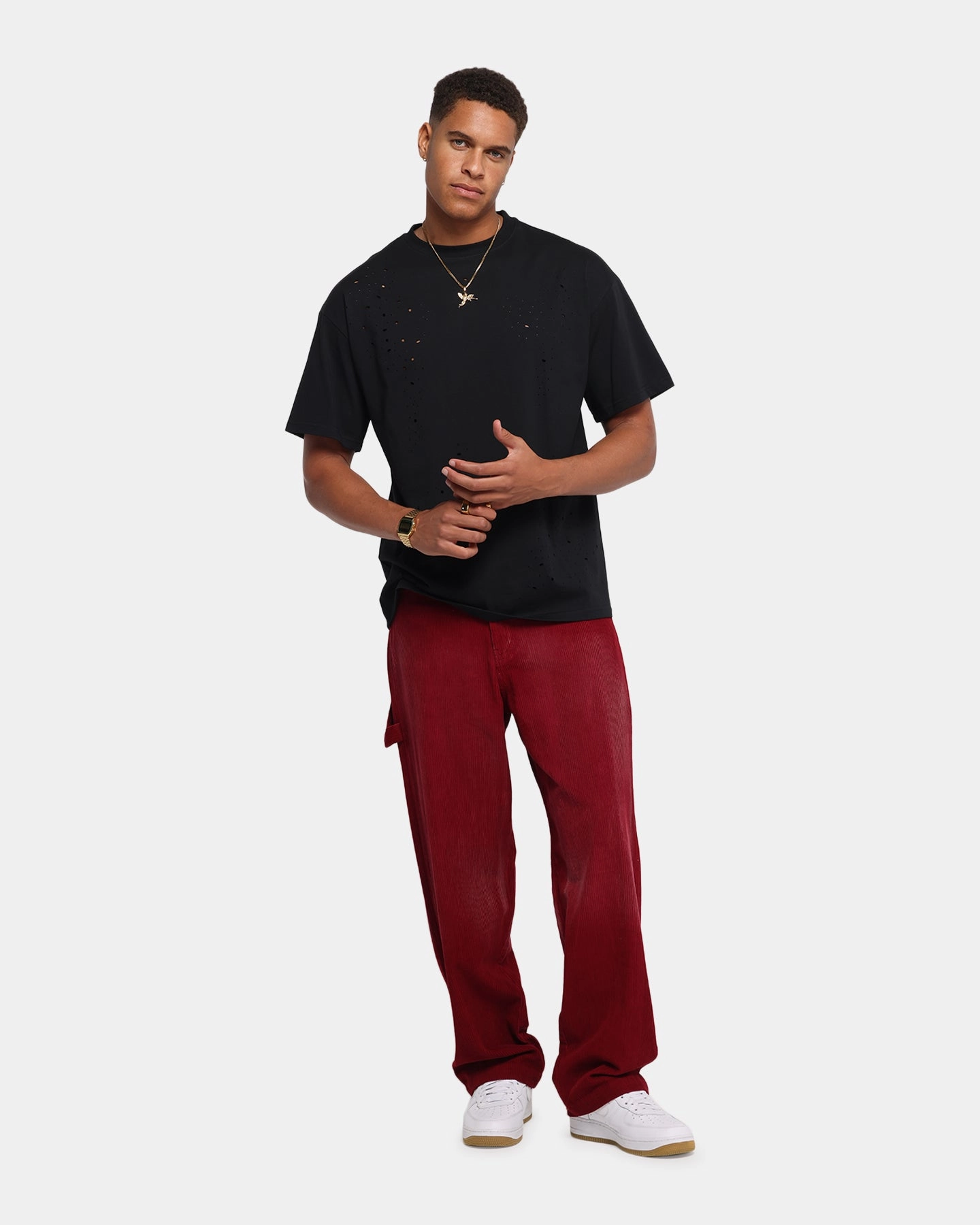 XXIII Corduroy Wash Pants Burgundy Flexible Comfort