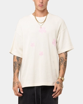 Effortless Style Breathable Wearable XXIII Crochet Flowers T-Shirt Off White