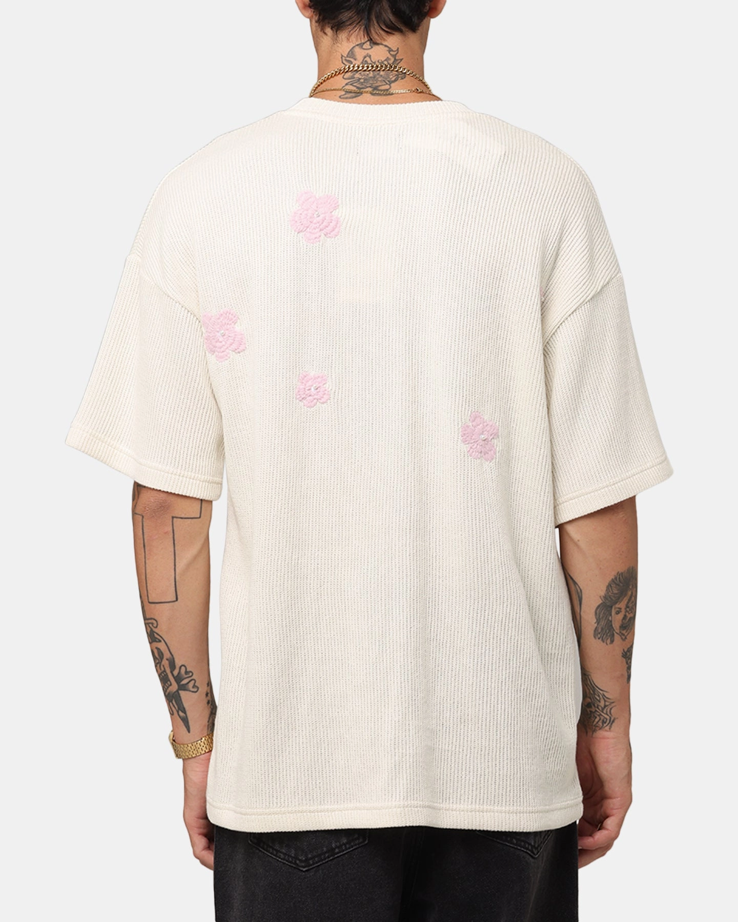 XXIII Crochet Flowers T-Shirt Off White Reinforced Shoulder Seams