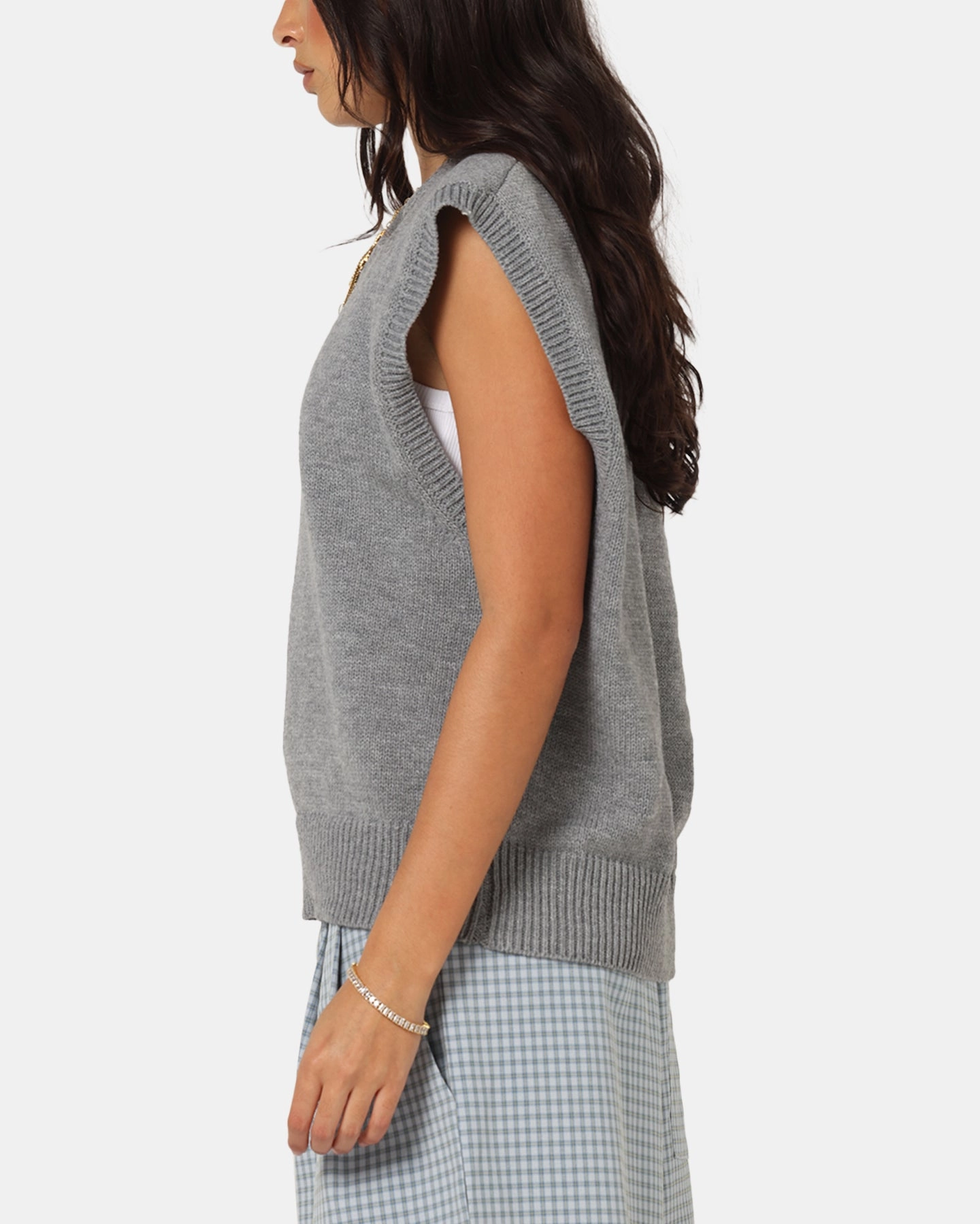 Heat Trapping Layer Multi Directional Stretch XXIII Cropped Sweater Vest Grey