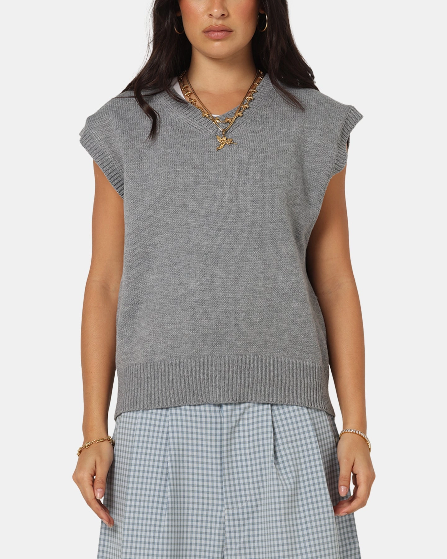 Weekend Vibe XXIII Cropped Sweater Vest Grey