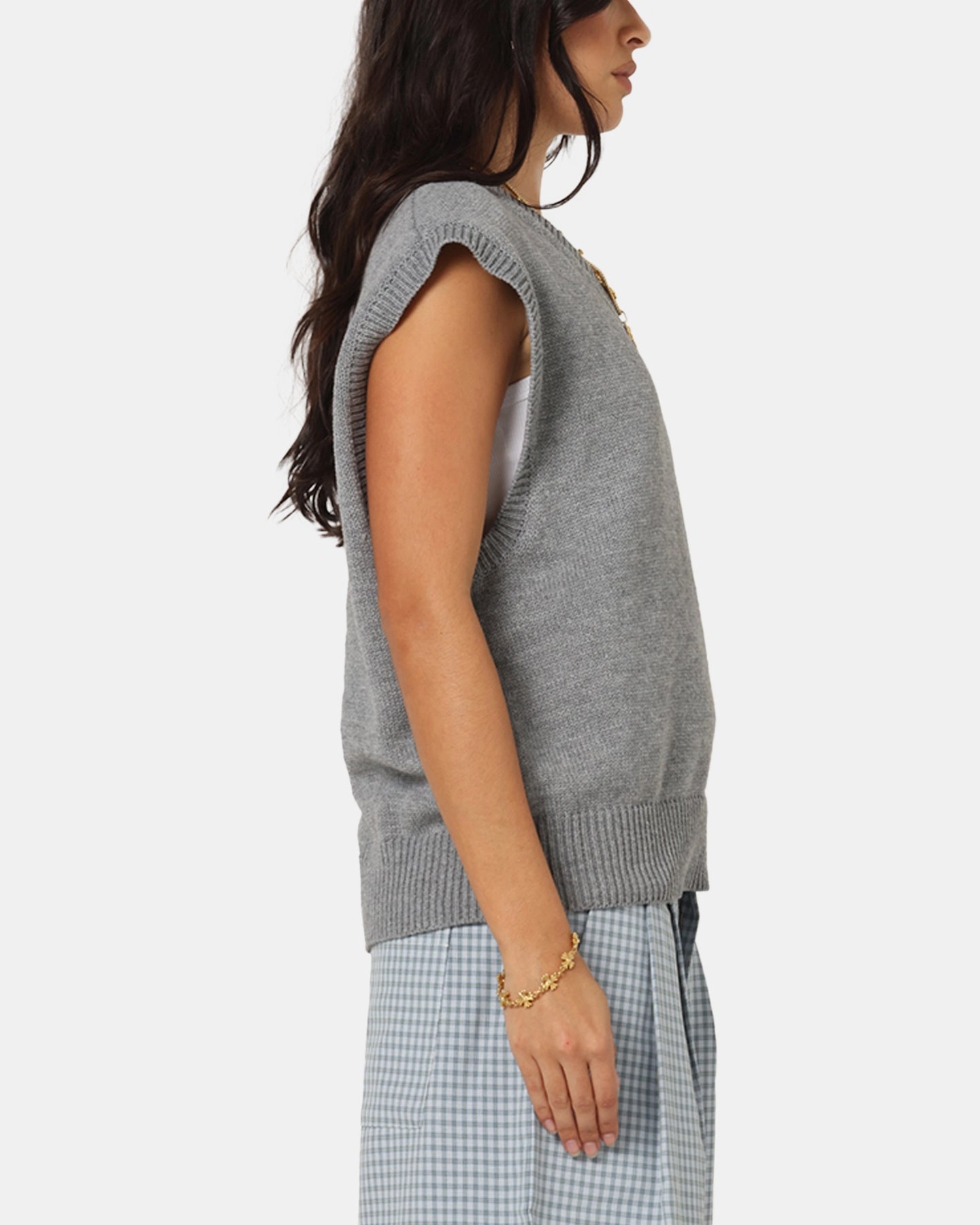 XXIII Cropped Sweater Vest Grey Weather Proof