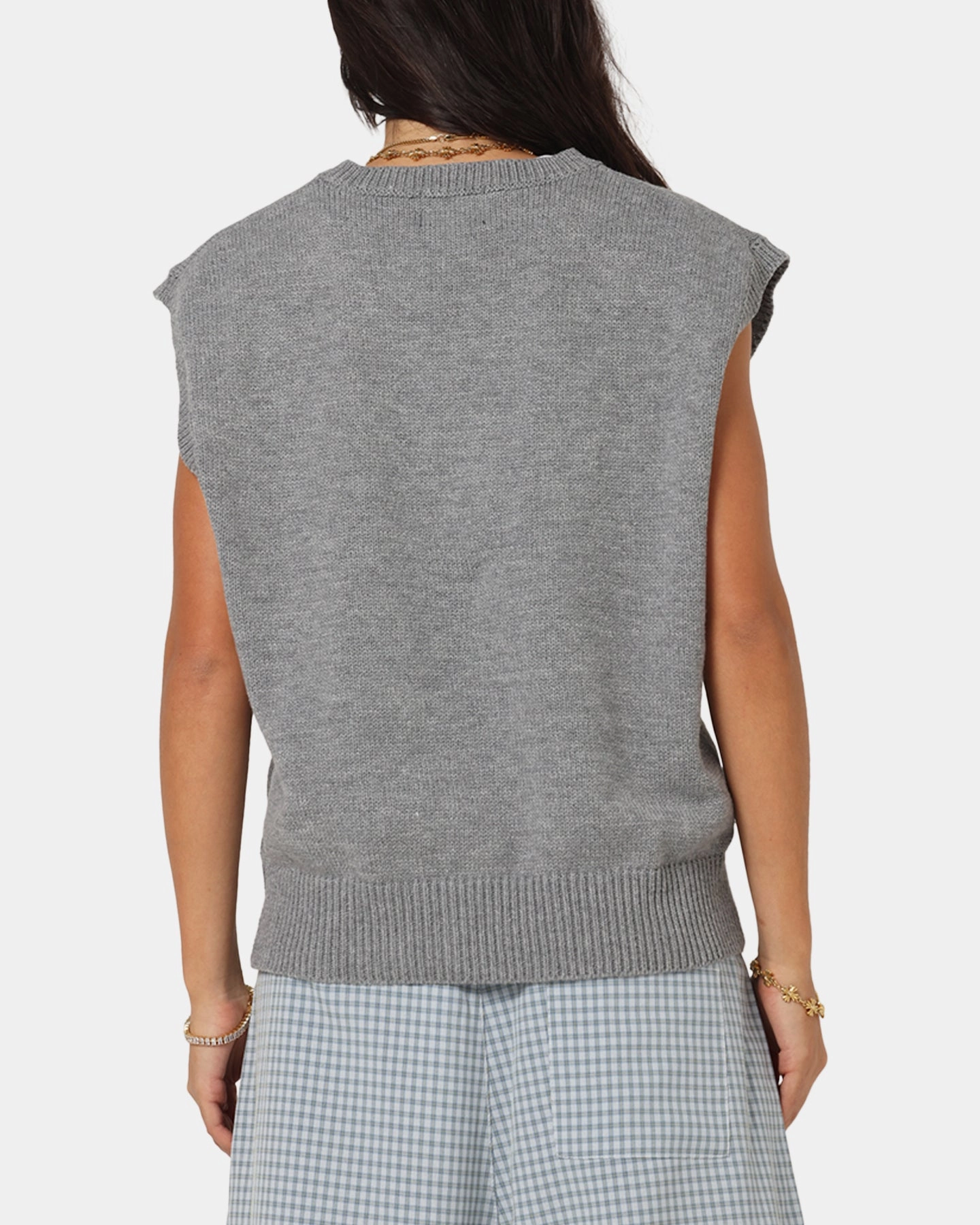 XXIII Cropped Sweater Vest Grey Extended Coverage Ergonomic Silhouette