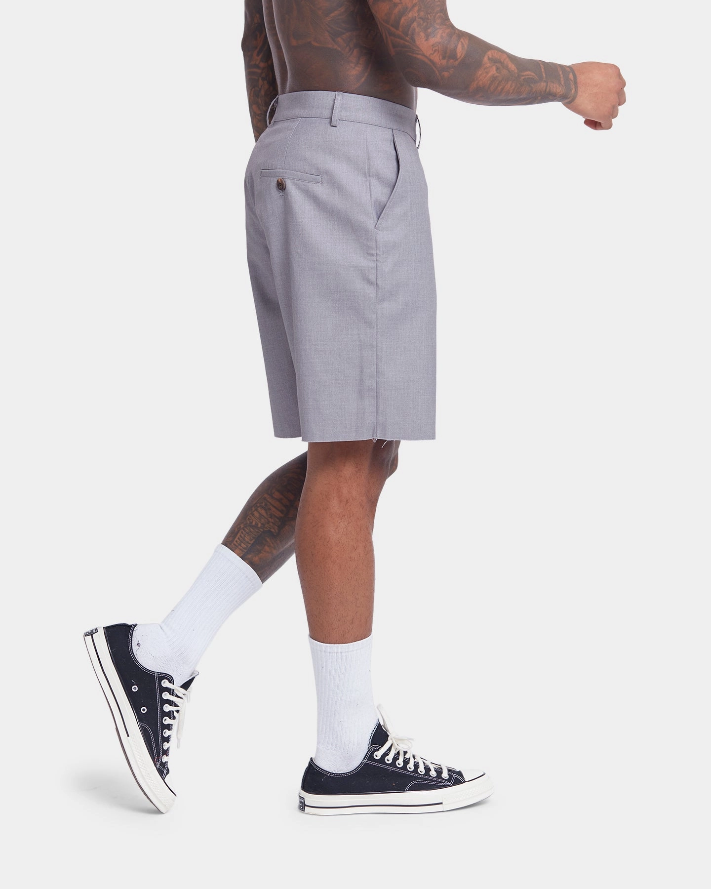 Layered Cuff Design XXIII Cut Off Work Shorts Grey