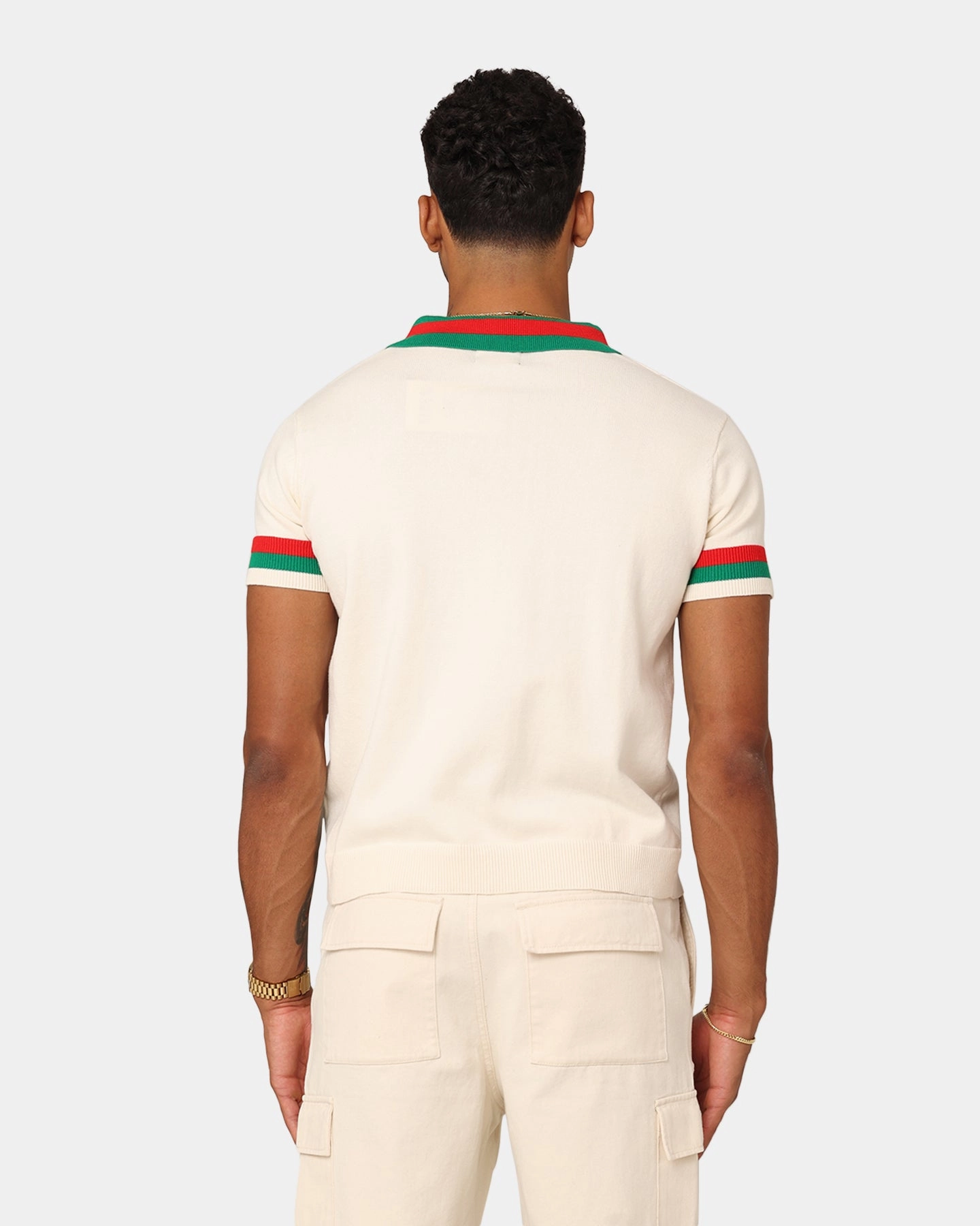 Colorfast Construction Logo Detail XXIII Damien Knit Polo Shirt Off White/Multi