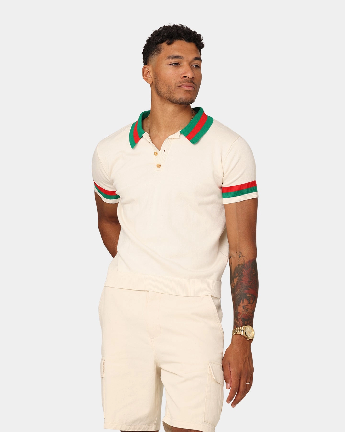 Summer Golf SweatResistant Inner Layer XXIII Damien Knit Polo Shirt Off White/Multi