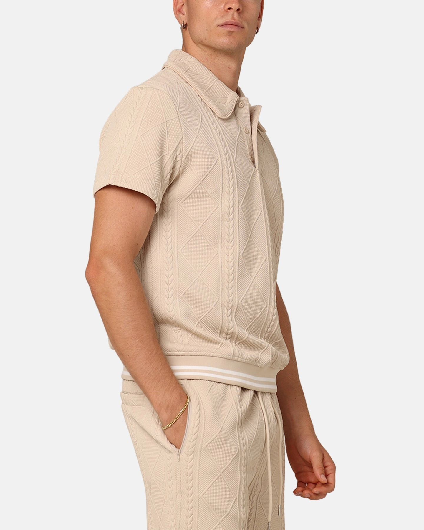 AllPurpose Knitting LowMaintenance Fabric XXIII Danny Knit Polo Shirt Beige