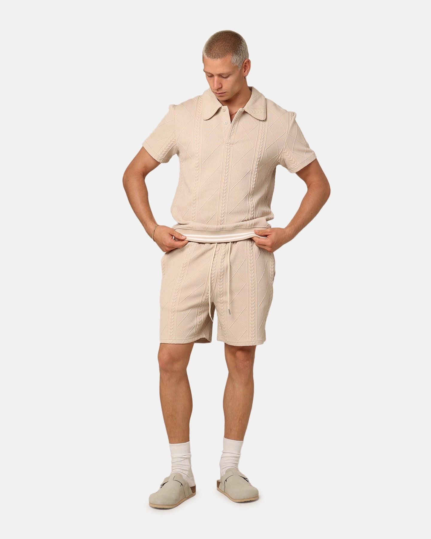 Casual Elegance FourWay Stretch Fabric XXIII Danny Knit Polo Shirt Beige