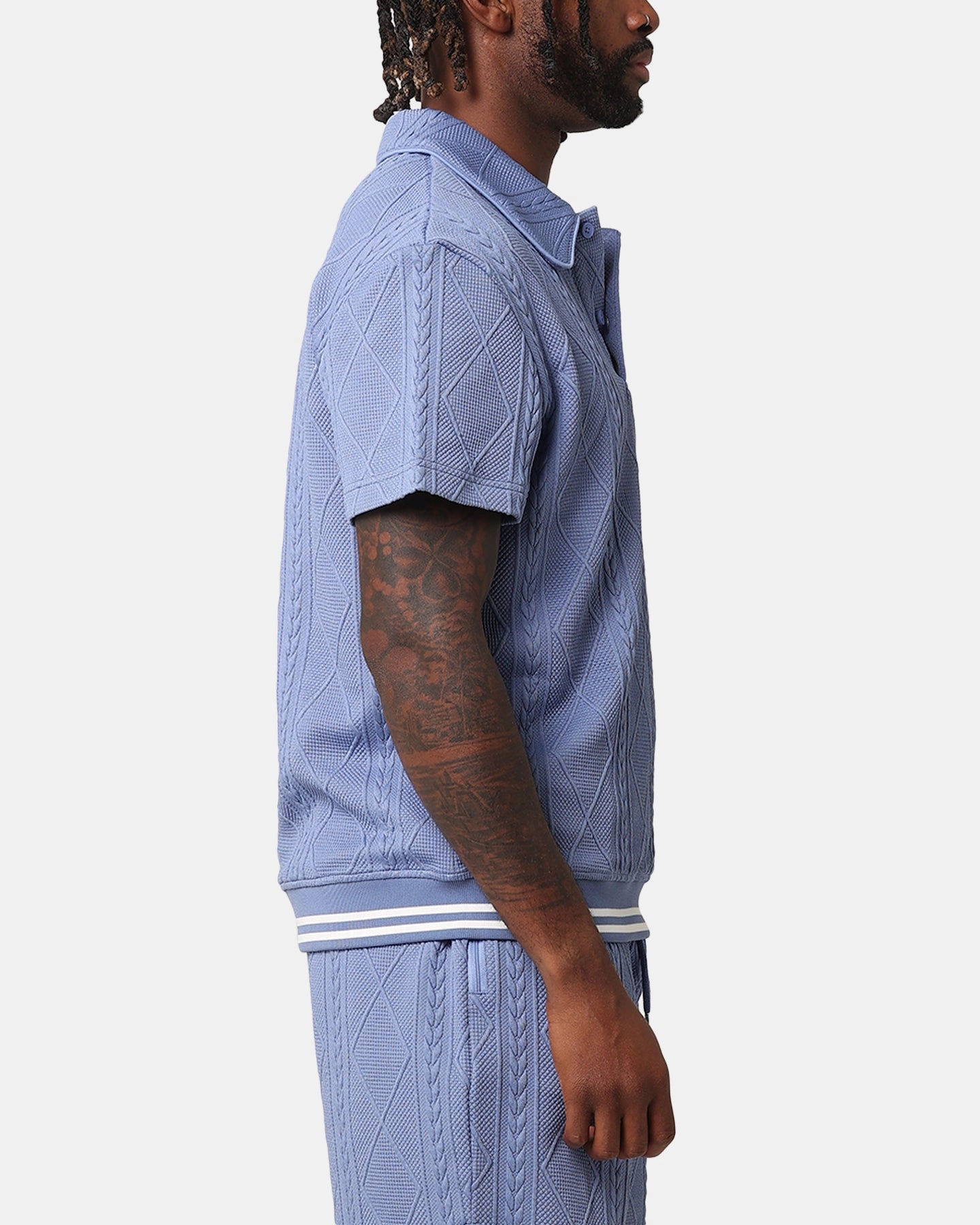Athletic Cut Optimal Airflow Texture XXIII Danny Knit Polo Shirt Floral Blue