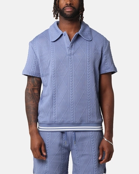 XXIII Danny Knit Polo Shirt Floral Blue Classic Neckline