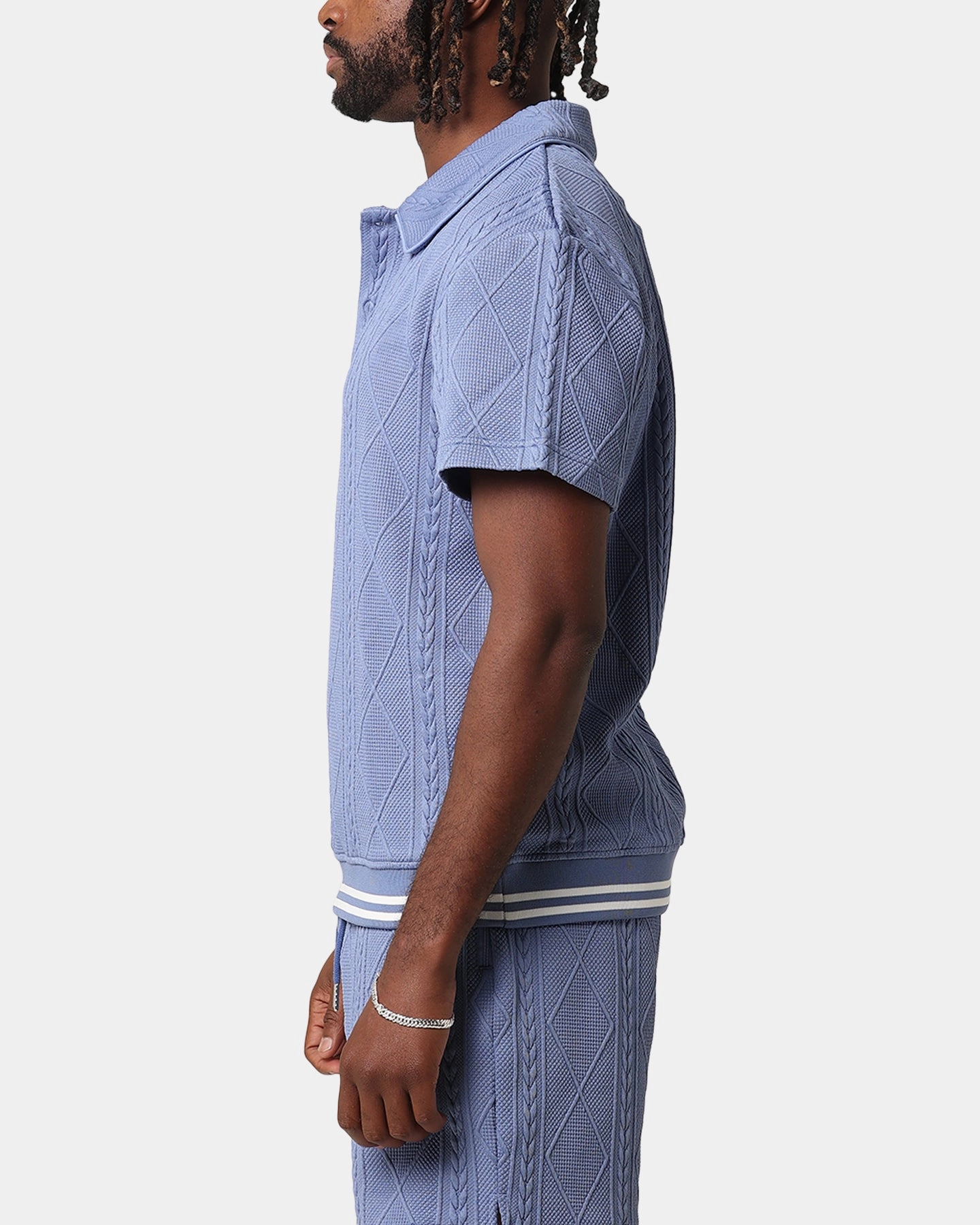 XXIII Danny Knit Polo Shirt Floral Blue Summer Party Advanced Moisture Management