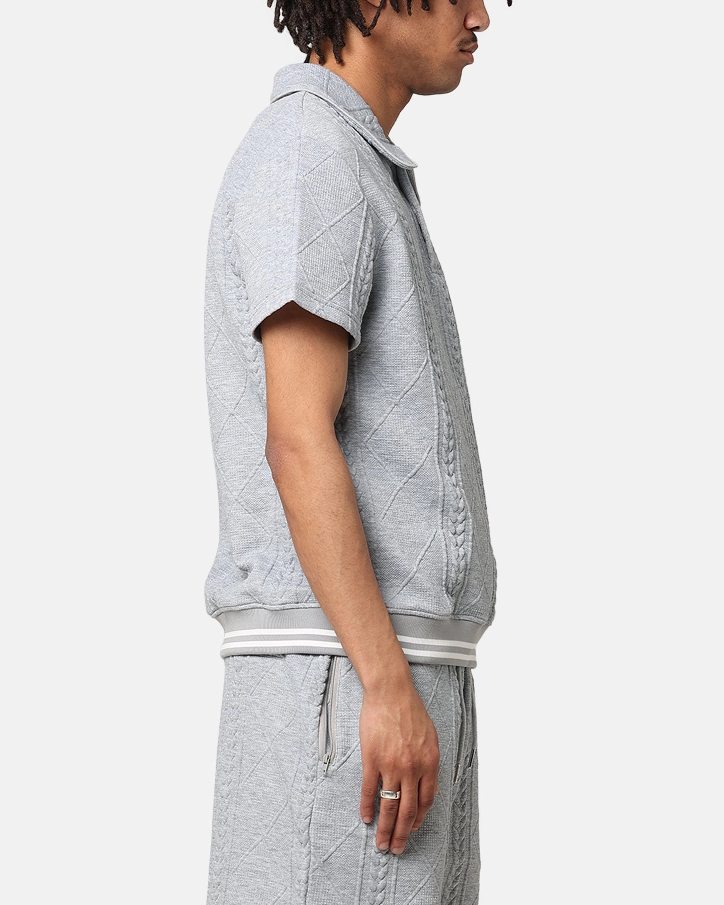 SoftCheckered Weave Sporty Elegance XXIII Danny Knit Polo Shirt Grey