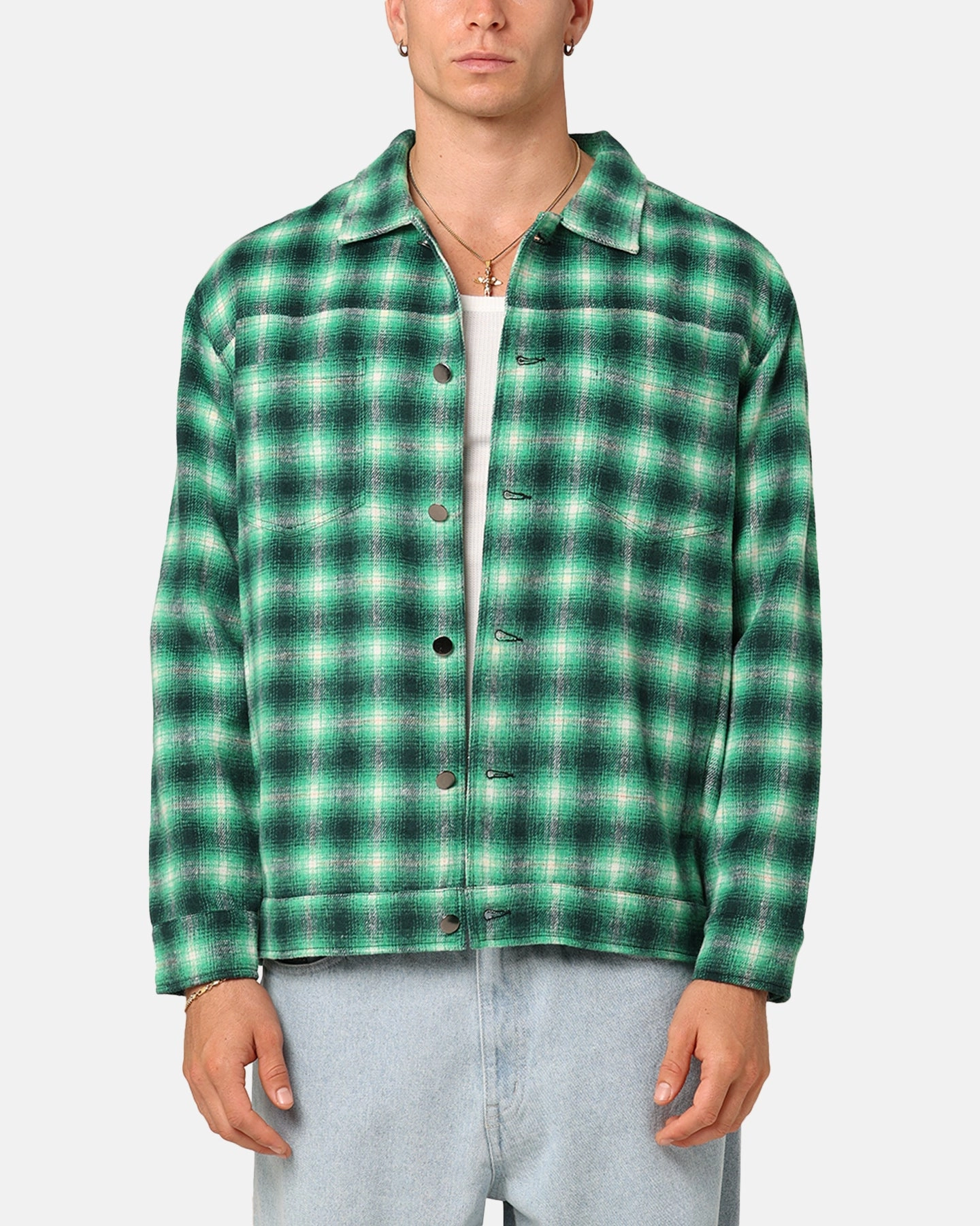 Show Present XXIII Darby Plaid Shacket Green/Black