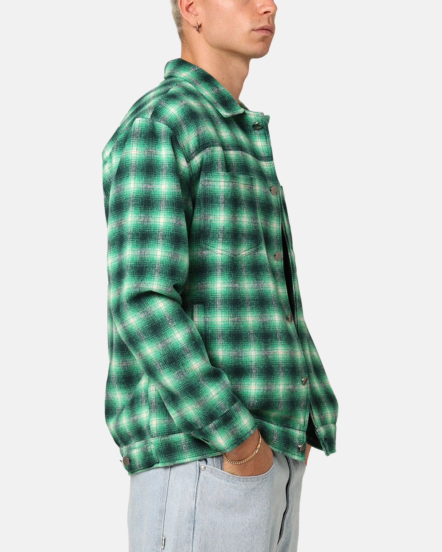 Hiking Jacket color fast XXIII Darby Plaid Shacket Green/Black