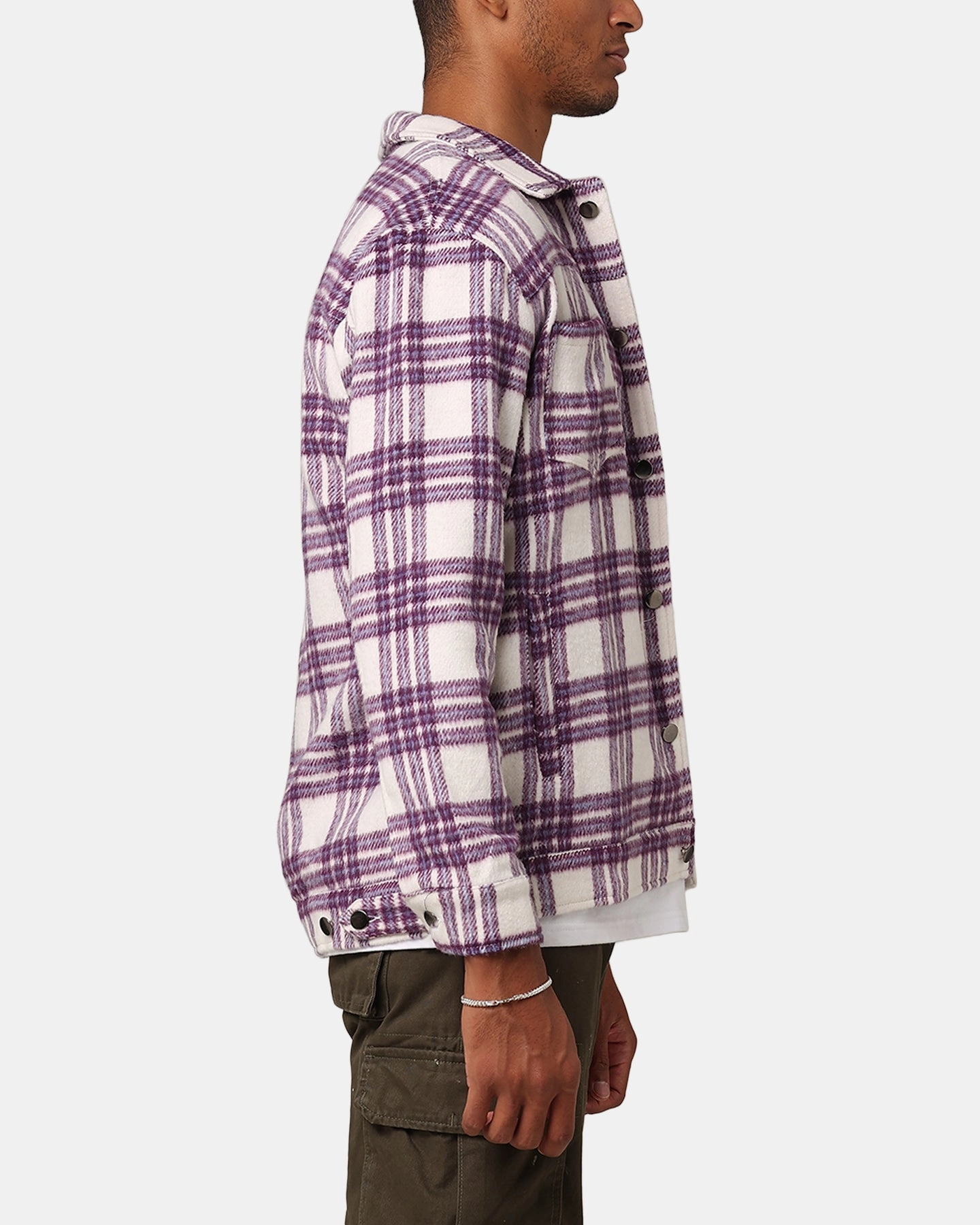 Smart Wear XXIII Darby Plaid Shacket Purple/White