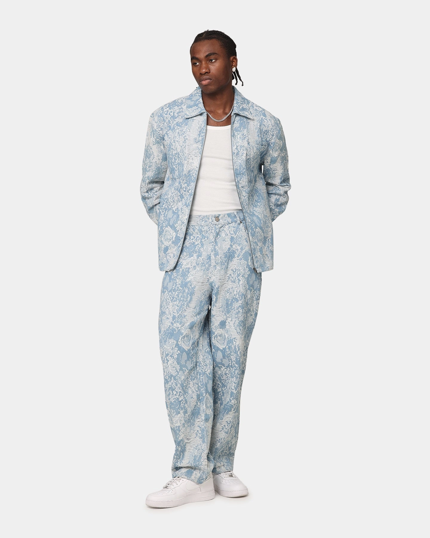 XXIII Denim Jacquard Jacket Pacific Blue QuickAccessPockets Reveal