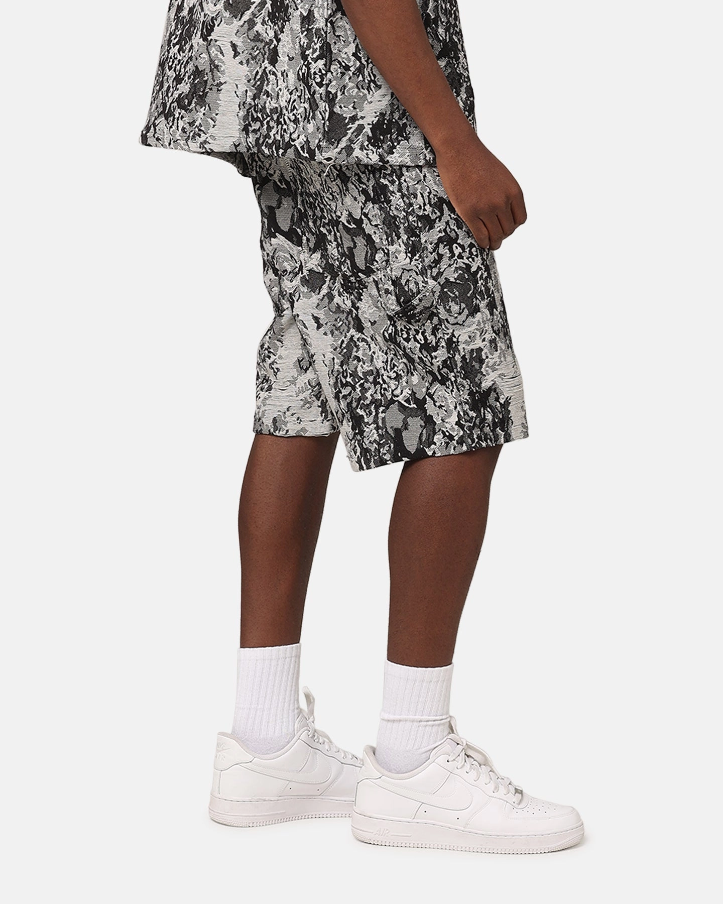 XXIII Denim Jacquard Shorts Black Denim Warm Look Spandex shorts