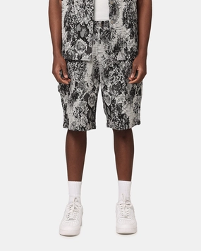 Linen blend XXIII Denim Jacquard Shorts Black Denim