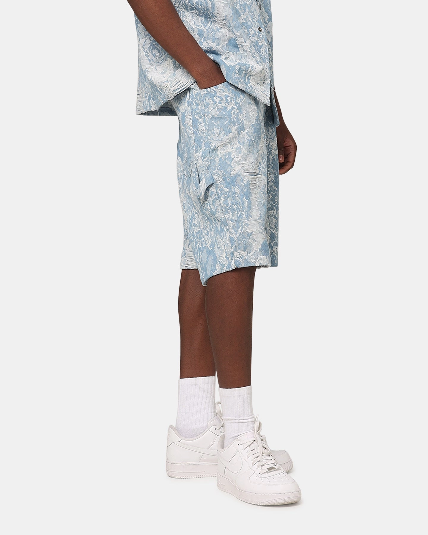 Soft Lining night out outfit XXIII Denim Jacquard Shorts Pacific Blue
