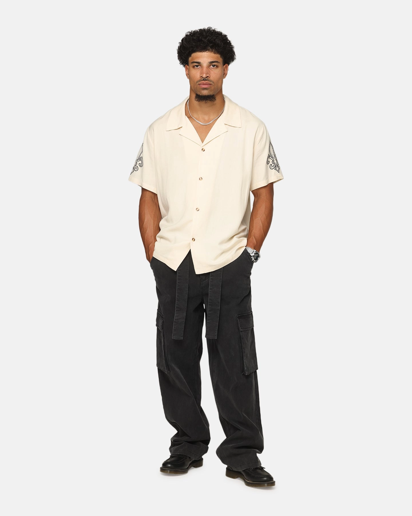XXIII Fleur Linen Button Up Shirt Off White First Date