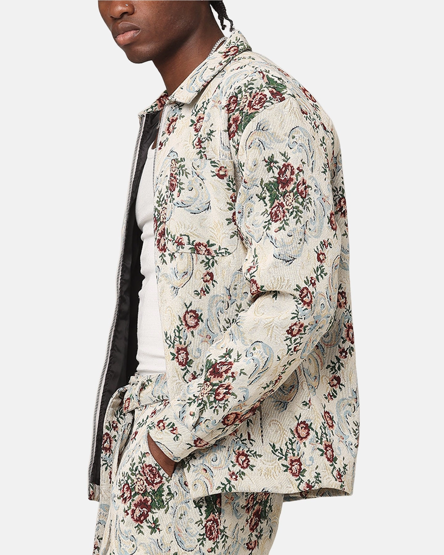 XXIII Floral Jacquard Jacket White Antique Protective Padding
