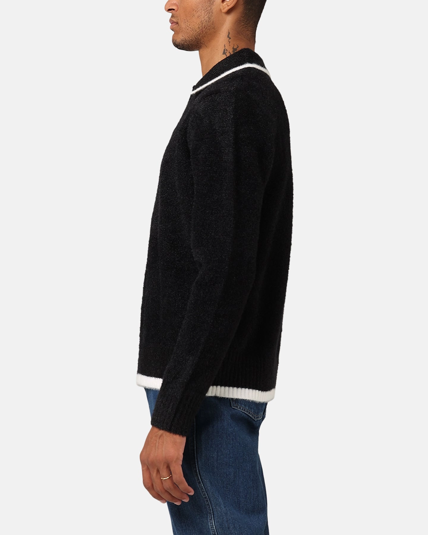 XXIII Fluffy Long Sleeve Polo Shirt Black Lightweight Packability Recycled Polyester