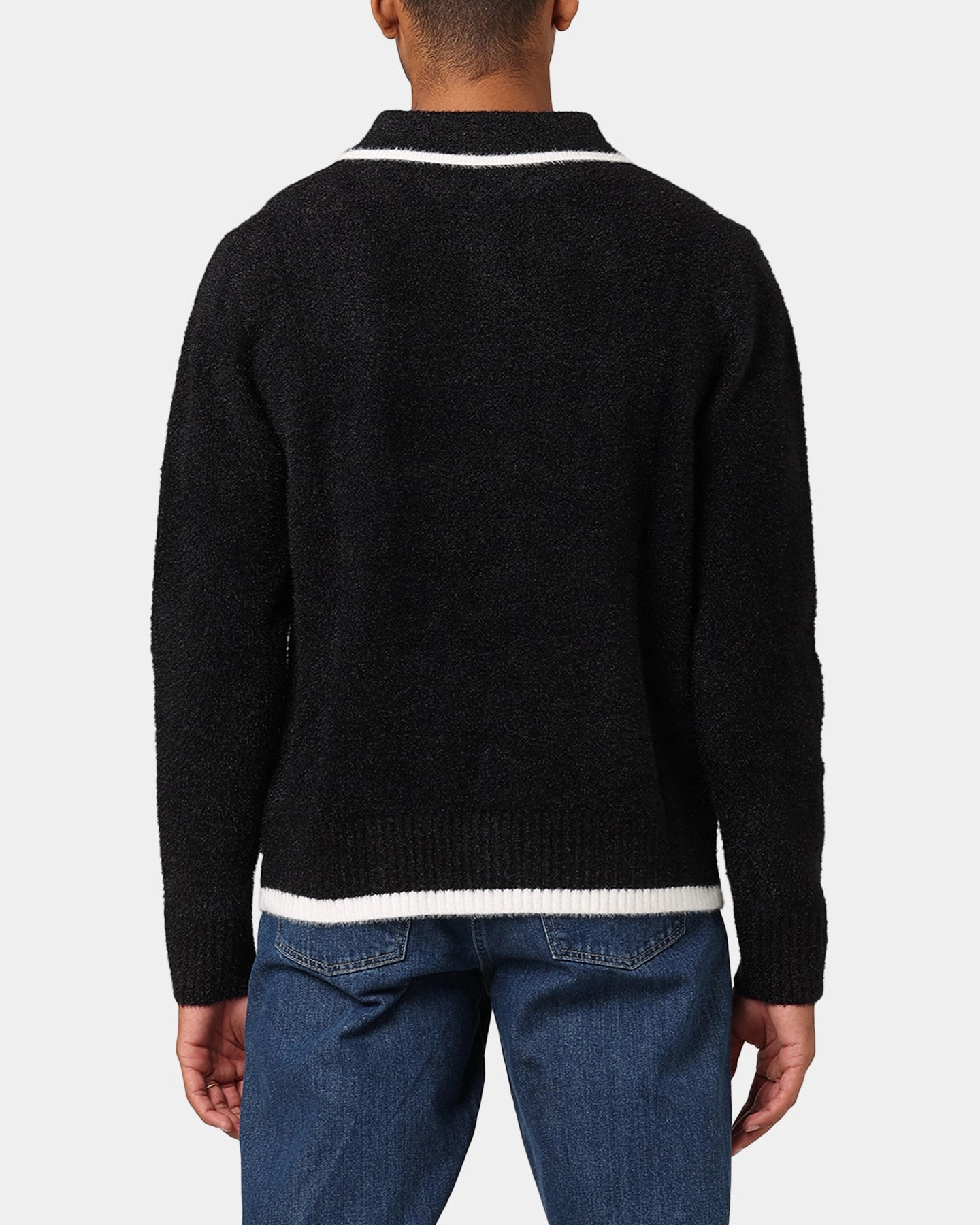 City Layer Style XXIII Fluffy Long Sleeve Polo Shirt Black