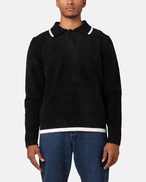 Bonded seams XXIII Fluffy Long Sleeve Polo Shirt Black