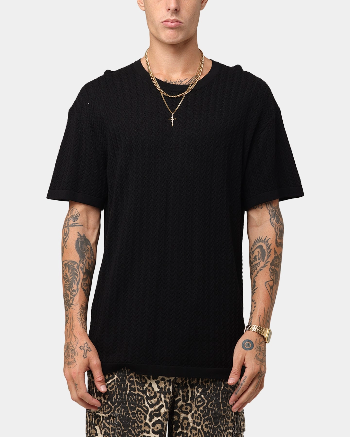 No Slip Shoulder Design XXIII Hampton Knit T-Shirt Black