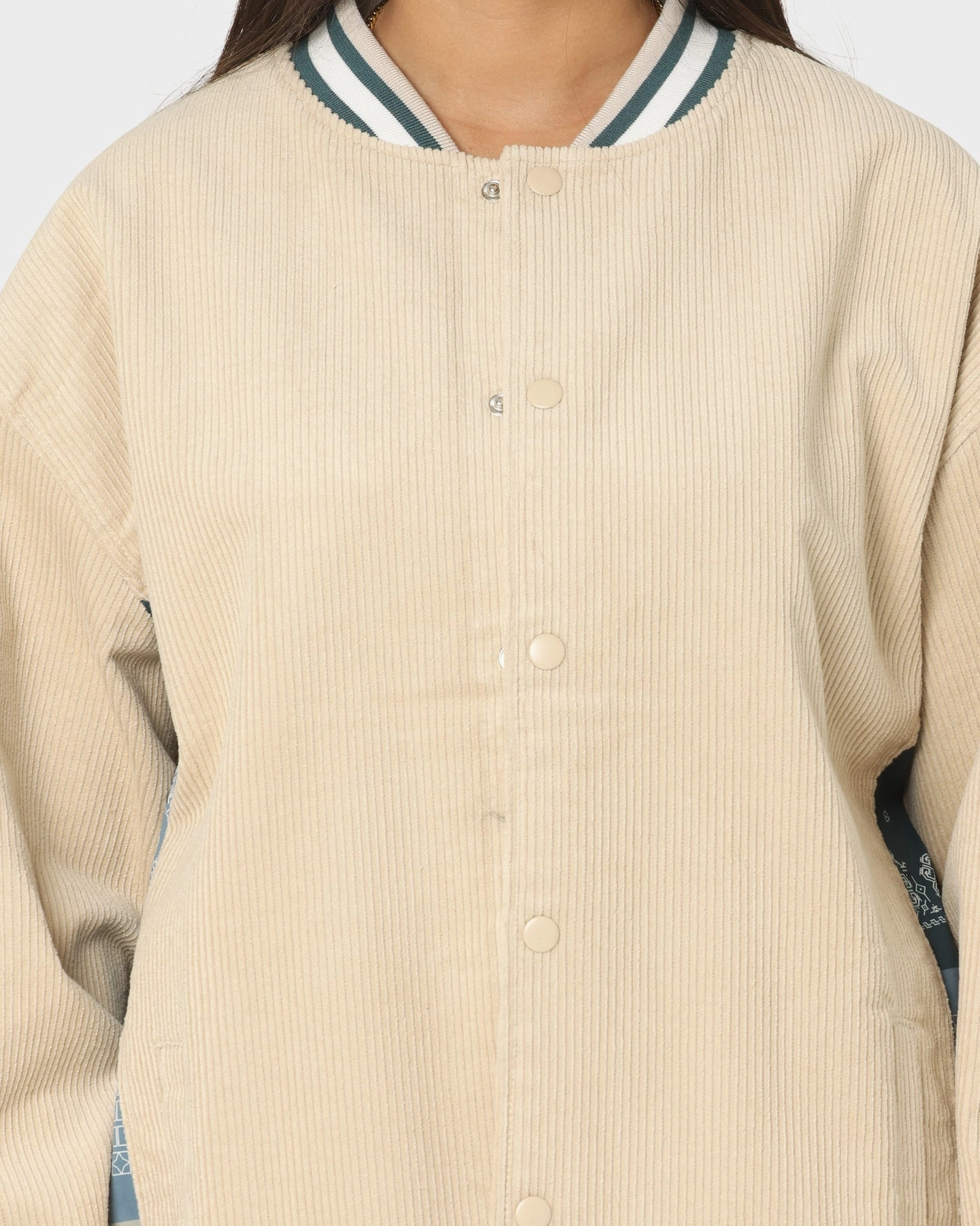 XXIII Hellekin Cord Bomber Jacket Cream Compact Packable Design