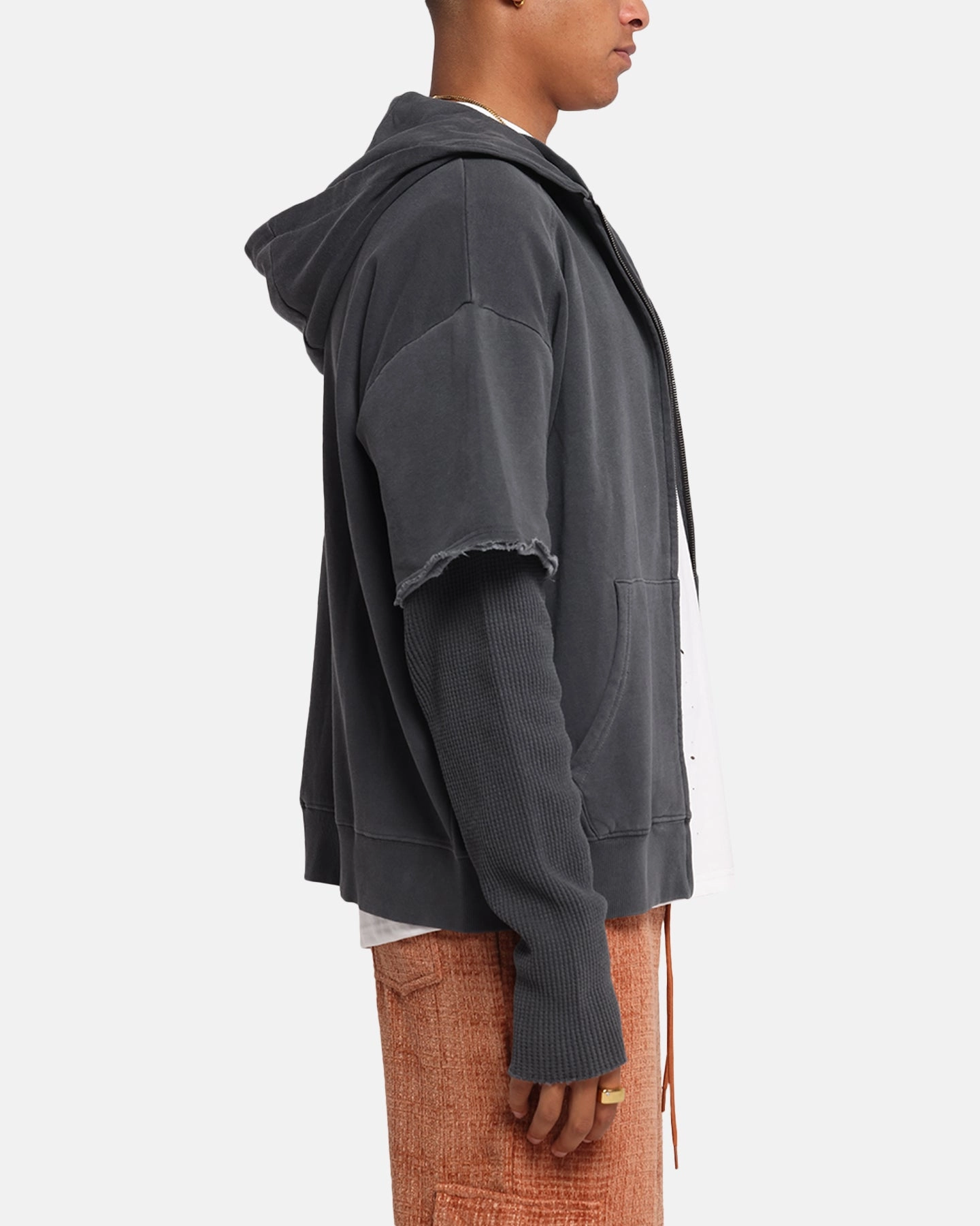 Anti Static Treatment XXIII Hybrid Layered Hoodie Washed Black