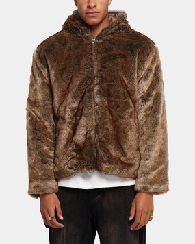 XXIII Into The Wild Fur Jacket Brown sunset Quick Access Pockets