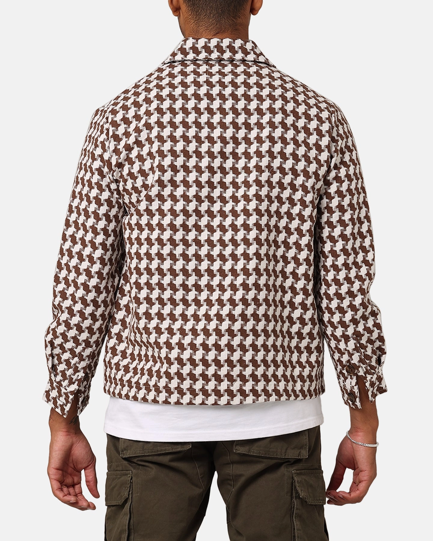 Warm Thinsulate XXIII Jacquard Weave Shacket Brown/White