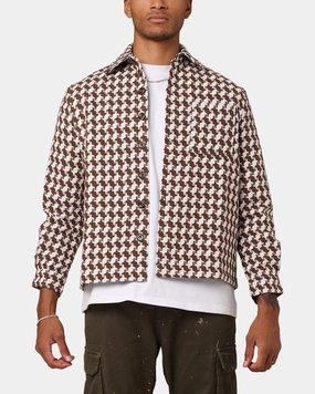 XXIII Jacquard Weave Shacket Brown/White discounted Procedure