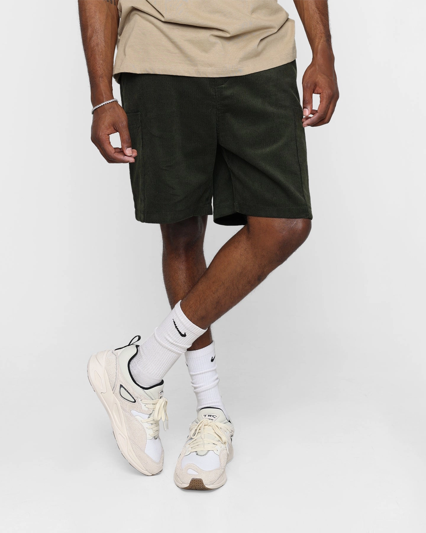 XXIII Jason Corduroy Shorts Dark Green meditation wear Ventilated Back Panels