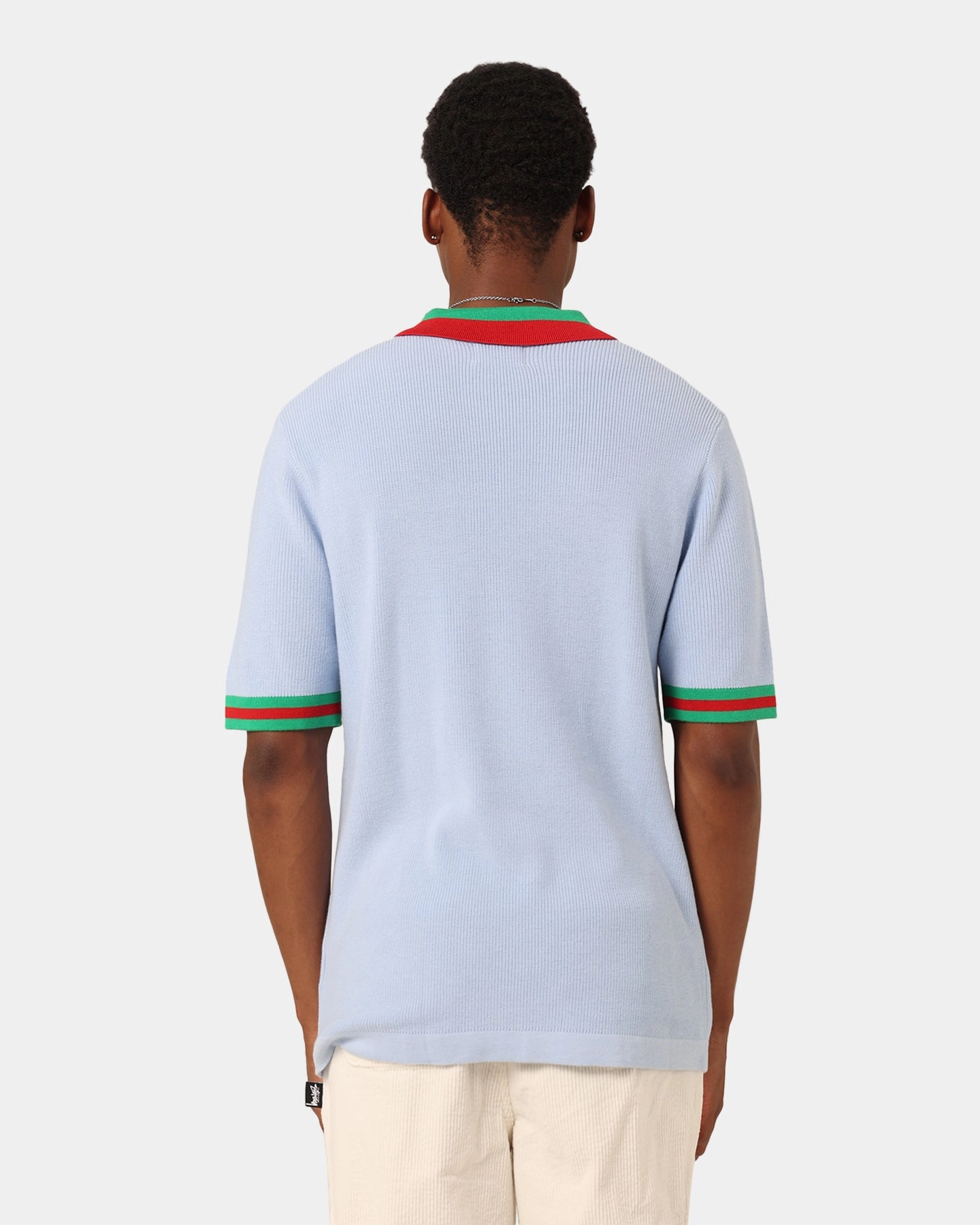 XXIII Kurt Knitted Polo Shirt Blue Contrast Trim Detail