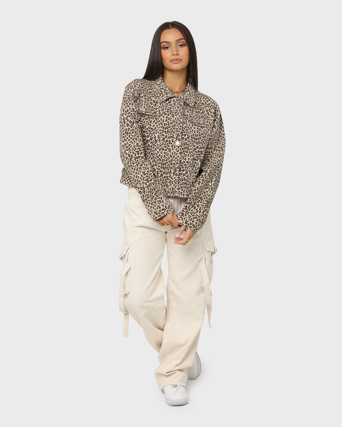 XXIII Labonita Denim Jacket Leopard Opportunity Forget