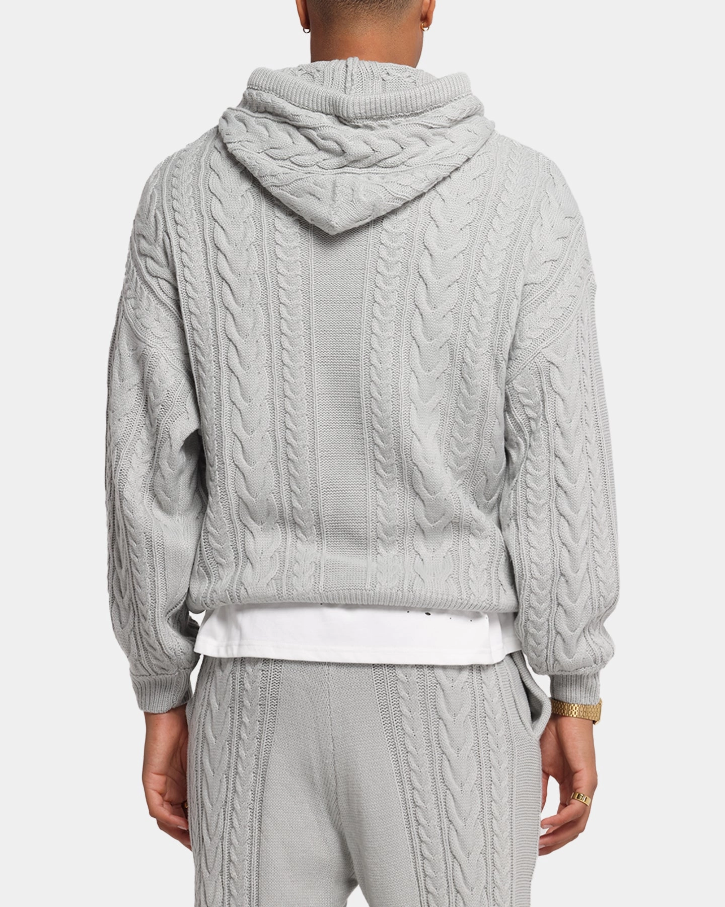 XXIII Lakes Knitted Hoodie Grey Adaptive Flex Panels Layered Neckline Design