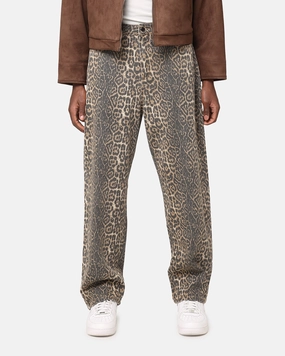Teen Outfit Elegant Reinforced Belt Loops XXIII Leopard Baggy Jeans Leopard